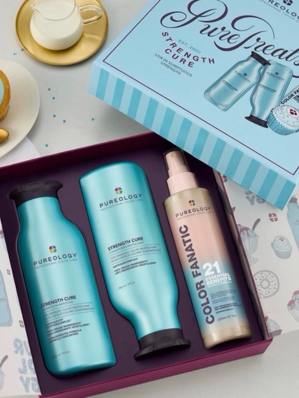 NEW Pureology Strength Cure & Color FULL SIZE Shampoo, conditioner & treatment.